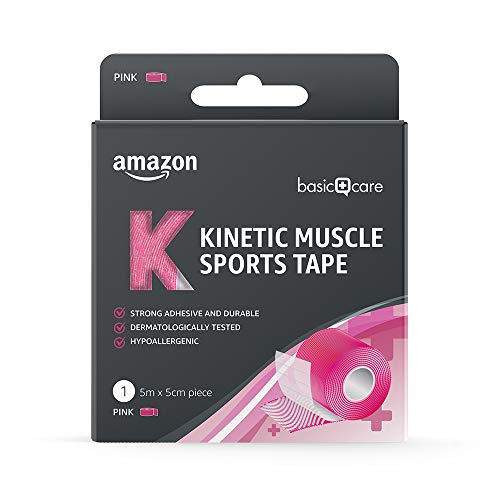 Amazon Basic Care - Cinta kinesiológica deportiva para musculatura, 5 x 5 cm, 2 cintas, 1 azul y 1 rosa Amazon Basic Care - Cinta kinesiológica deportiva para musculatura, 5 x 5 cm, 2 cintas, 1 azul y 1 rosa