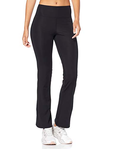 Amazon Brand -AURIQUE Leggings deportivos acampanados de cintura alta para mujer, Negro (Black), 38, Label:S