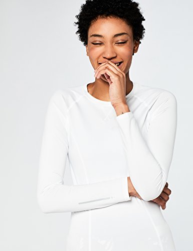 Amazon Brand - AURIQUE Top deportivo de running para mujer, Blanco (White), 38, Label:S