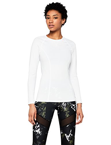 Amazon Brand - AURIQUE Top deportivo de running para mujer, Blanco (White), 38, Label:S