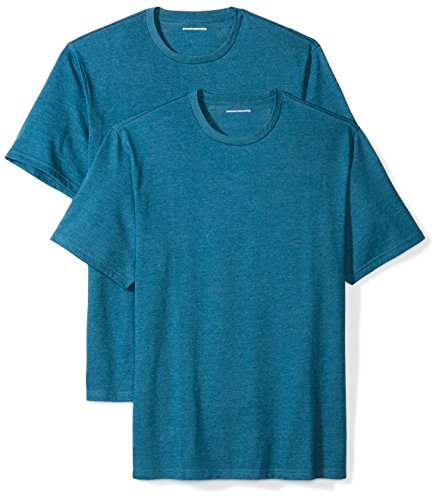 Amazon Essentials 2-Pack Short-Sleeve Crewneck T-Shirt Camiseta, Turquesa (teal heather), Small