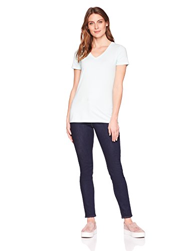 Amazon Essentials 2-Pack Short-Sleeve V-Neck Solid T-Shirt Fashion-t-Shirts, Aguamarina/Blanco, Medium