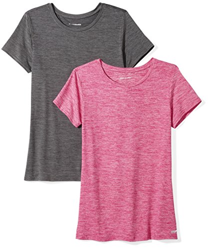 Amazon Essentials 2-Pack Tech Stretch Short-Sleeve Crew T-Shirt Athletic-Shirts, Charcoal Radiant Raspberry Heather, Large Amazon Essentials 2-Pack Tech Stretch Short-Sleeve Crew T-Shirt Athletic-Shirts, Charcoal Radiant Raspberry Heather, Large
