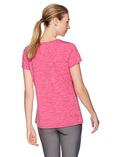 Amazon Essentials 2-Pack Tech Stretch Short-Sleeve Crew T-Shirt Athletic-Shirts, Charcoal Radiant Raspberry Heather, Large