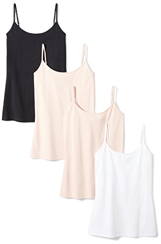 Amazon Essentials 4-Pack Camisole tank-top-and-cami-shirts, Beige/White/Black, US L (EU L - XL)