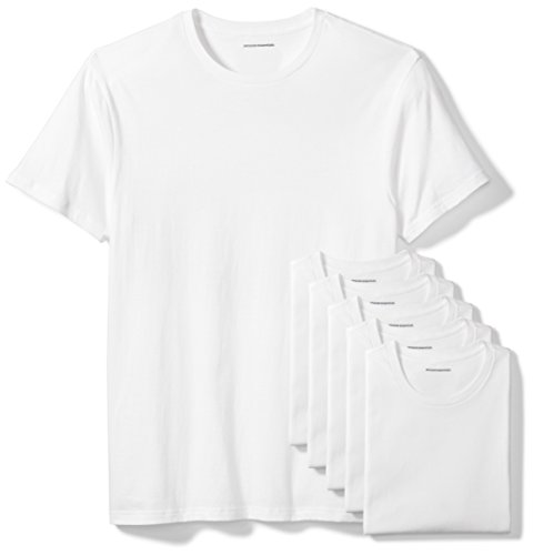 Amazon Essentials 6-Pack Crewneck Undershirts Camisa, Blanco (White), Large