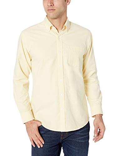 Amazon Essentials – Camisa Oxford lisa de manga larga de corte recto para hombre, Amarillo (Yellow Yel), US S (EU S)