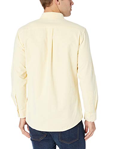 Amazon Essentials – Camisa Oxford lisa de manga larga de corte recto para hombre, Amarillo (Yellow Yel), US S (EU S)