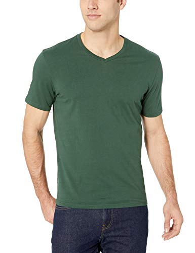 Amazon Essentials – Camiseta con cuello en V para hombre (2 unidades), Verde (Dark Green Dar), US XS (EU XS)