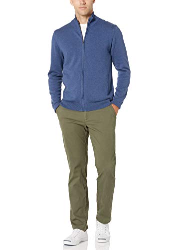 Amazon Essentials Cotton Full-Zip Sweater Sweaters, Azul Brezo, US (EU XL-XXL)