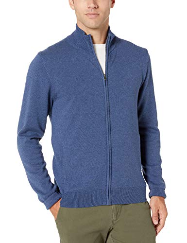 Amazon Essentials Cotton Full-Zip Sweater Sweaters, Azul Brezo, US (EU XL-XXL)