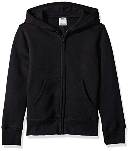 Amazon Essentials Fleece Zip-up Hoodie, fashion-hoodies Niñas, Negro, S (Talla fabricante: 6-7 Jahre)
