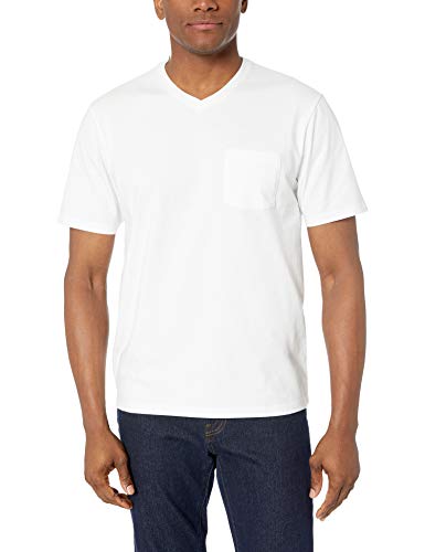 Amazon Essentials - Pack de 2 camisetas de corte holgado con cuello en V y bolsillo en el pecho para hombre, Blanco (White Whi), US M (EU M) Amazon Essentials - Pack de 2 camisetas de corte holgado con cuello en V y bolsillo en el pecho para hombre, Blanco (White Whi), US M (EU M)