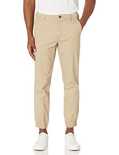 Amazon Essentials - Pantalones deportivos ajustados para hombre, Caqui, US S (EU S)