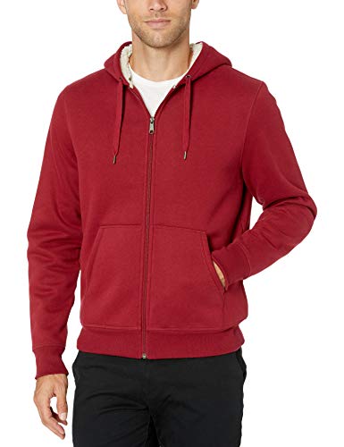 Amazon Essentials Sherpa Lined Full-Zip Hooded Fleece Sweatshirt Fashion-Sweatshirts, Rojo, US S (EU S)