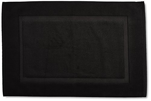 AmazonBasics - Alfombra de baño con franja, color negro