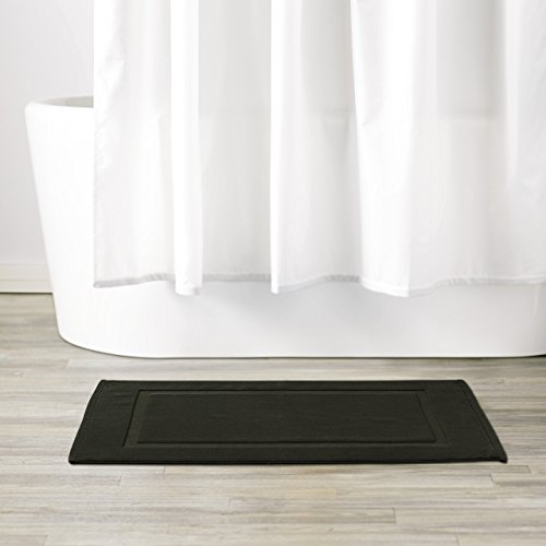 AmazonBasics - Alfombra de baño con franja, color negro