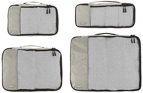 AmazonBasics - Bolsas de equipaje (pequeña, mediana, grande y alargada, 4 unidades), Gris