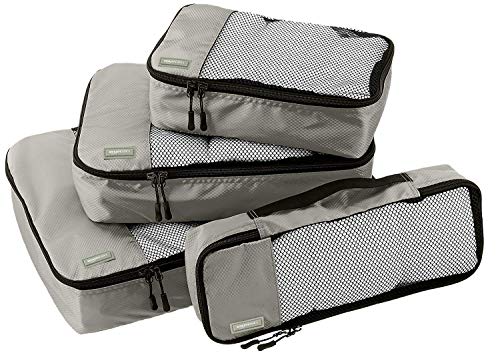 AmazonBasics - Bolsas de equipaje (pequeña, mediana, grande y alargada, 4 unidades), Gris