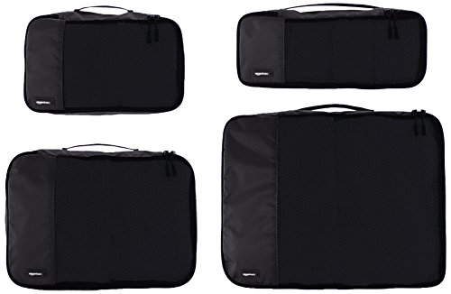 AmazonBasics - Bolsas de equipaje (pequeña, mediana, grande y alargada, 4 unidades), Negro AmazonBasics - Bolsas de equipaje (pequeña, mediana, grande y alargada, 4 unidades), Negro