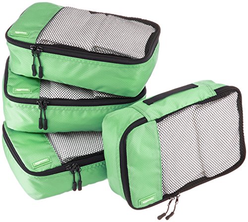 AmazonBasics - Bolsas de equipaje pequeñas (4 unidades), Verde