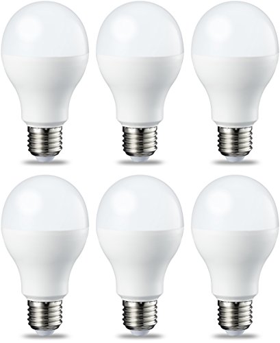 Amazonbasics Bombilla LED Esférica E27 de tornillo Edison, 9W (Equivalente a 60W), [Classe energética A++], Blanco Cálido - 6 unidades