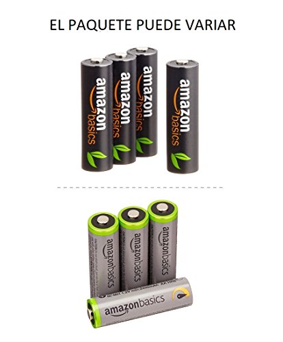 AmazonBasics - Cargador de pilas AA y AAA y 4 pilas recargables AA (500 ciclos, 2500 mAh) AmazonBasics - Cargador de pilas AA y AAA y 4 pilas recargables AA (500 ciclos, 2500 mAh)