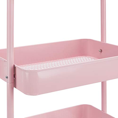 AmazonBasics - Carrito de cocina o multiuso de tres niveles con ruedas en rosa apagado AmazonBasics - Carrito de cocina o multiuso de tres niveles con ruedas en rosa apagado