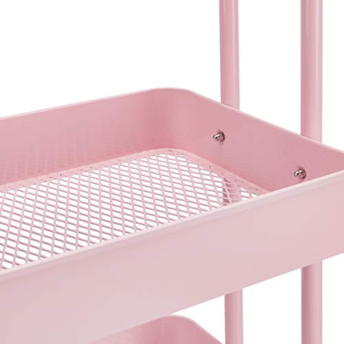 AmazonBasics - Carrito de cocina o multiuso de tres niveles con ruedas en rosa apagado AmazonBasics - Carrito de cocina o multiuso de tres niveles con ruedas en rosa apagado