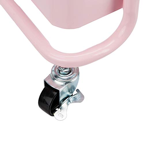 AmazonBasics - Carrito de cocina o multiuso de tres niveles con ruedas en rosa apagado AmazonBasics - Carrito de cocina o multiuso de tres niveles con ruedas en rosa apagado