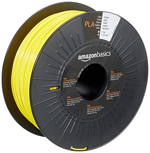 AmazonBasics - Filamento para impresora 3D, ácido poliláctico (PLA), 1.75 mm, cinta de 1 kg, amarillo
