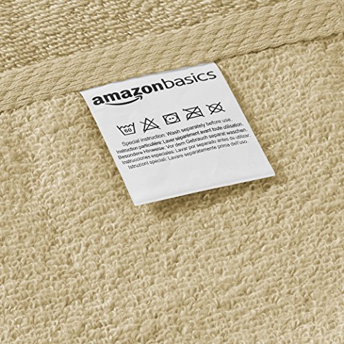 AmazonBasics - Juego de 4 toallas de secado rápido, 2 toallas de baño y 2 toallas de mano - Beige