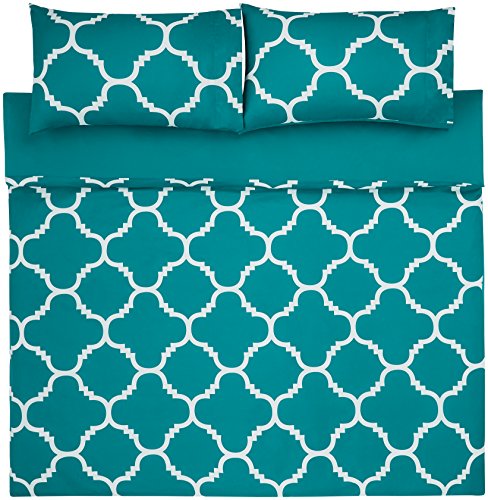 AmazonBasics - Juego de funda nórdica de microfibra ligera de microfibra, 200 x 200 cm, Cerceta celosía (Teal Trellis) AmazonBasics - Juego de funda nórdica de microfibra ligera de microfibra, 200 x 200 cm, Cerceta celosía (Teal Trellis)