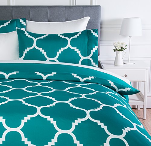 AmazonBasics - Juego de funda nórdica de microfibra ligera de microfibra, 200 x 200 cm, Cerceta celosía (Teal Trellis) AmazonBasics - Juego de funda nórdica de microfibra ligera de microfibra, 200 x 200 cm, Cerceta celosía (Teal Trellis)
