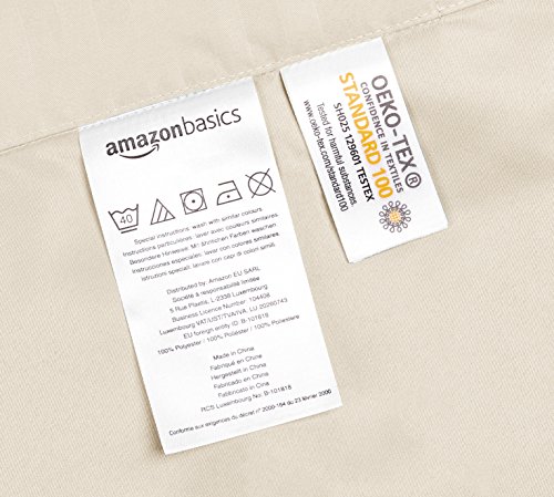 AmazonBasics - Juego de ropa de cama con funda nórdica de microfibra y 1 funda de almohada - 135 x 200 cm, crema AmazonBasics - Juego de ropa de cama con funda nórdica de microfibra y 1 funda de almohada - 135 x 200 cm, crema