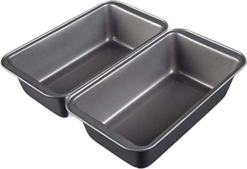 AmazonBasics - Moldes para hornear pan, antiadherentes, de acero al carbono, juego de 2, 23.5 x 12.7 x 7 cm