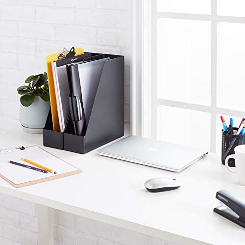 AmazonBasics Organizador de plástico, revistero, negro, paquete de 2 AmazonBasics Organizador de plástico, revistero, negro, paquete de 2