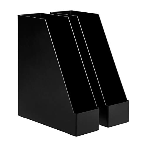 AmazonBasics Organizador de plástico, revistero, negro, paquete de 2 AmazonBasics Organizador de plástico, revistero, negro, paquete de 2