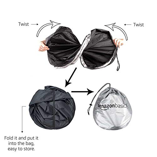 AmazonBasics Parasol para parabrisas delantero, plegable, con protección UV - 140 cm x 66 cm, grosor de 0,1 mm