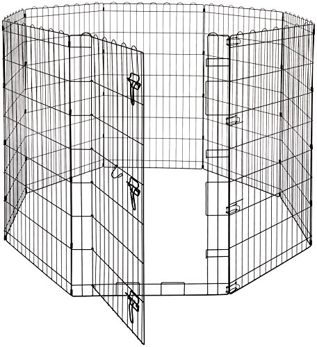 AmazonBasics - Parque de juegos y ejercicios para mascotas, paneles de valla metálica, plegable, 152,4 x 152,4 x 106,6 cm