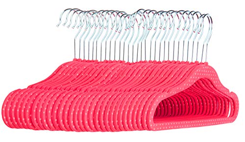 AmazonBasics - Perchas infantiles de terciopelo - Paquete de 30, Rosa (lunares)