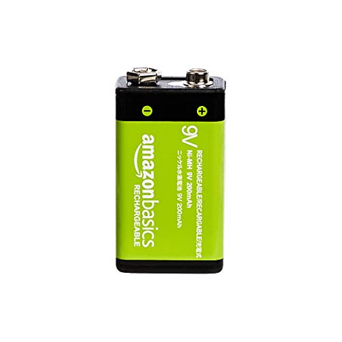 AmazonBasics - Pilas recargables de 9 V, 200 mAh, Ni-MH, Paquete de 4