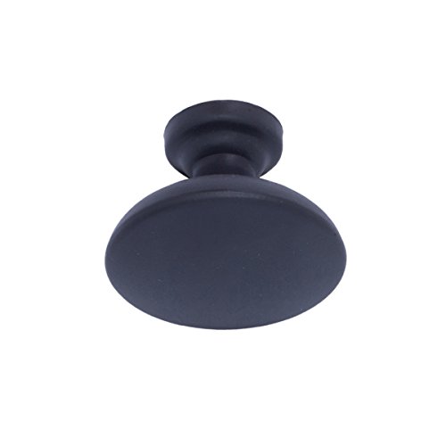 AmazonBasics - Pomo de armario redondo y plano, 3,47 cm de diámetro, Negro liso, Paquete de 10