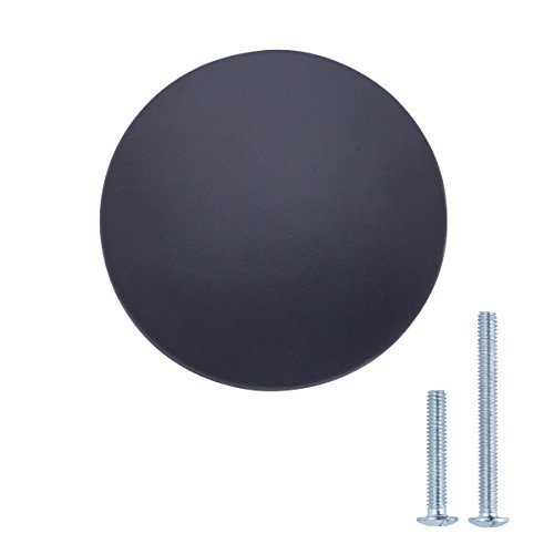 AmazonBasics - Pomo de armario redondo y plano, 3,47 cm de diámetro, Negro liso, Paquete de 10
