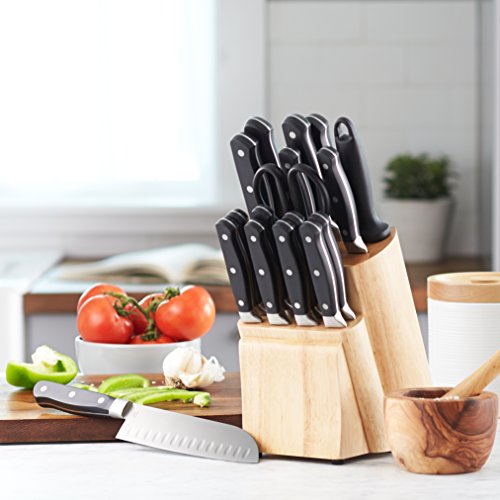 AmazonBasics Premium - Juego de cuchillos de cocina y soporte (18 piezas)