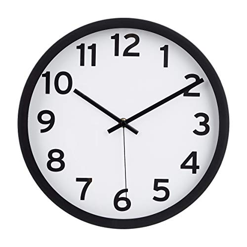 AmazonBasics - Reloj de pared con números, 30,5 cm, negro AmazonBasics - Reloj de pared con números, 30,5 cm, negro
