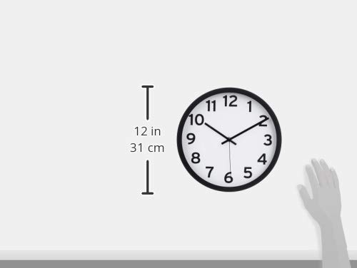 AmazonBasics - Reloj de pared con números, 30,5 cm, negro AmazonBasics - Reloj de pared con números, 30,5 cm, negro