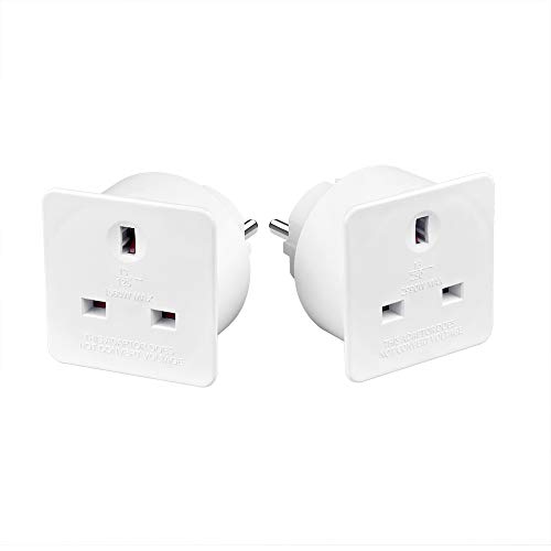 AmazonBasics Set of Two UK to Europe Travel Adaptors, White AmazonBasics Set of Two UK to Europe Travel Adaptors, White