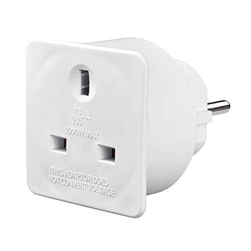 AmazonBasics Set of Two UK to Europe Travel Adaptors, White AmazonBasics Set of Two UK to Europe Travel Adaptors, White