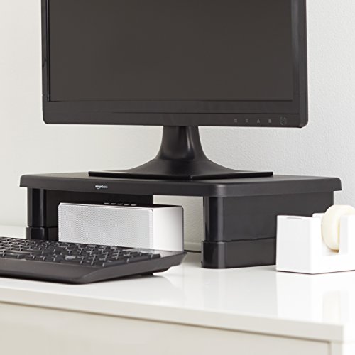 AmazonBasics - Soporte para monitor y portátil de altura ajustable con patas antideslizantes